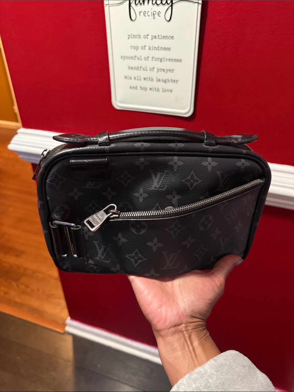 Louis Vuitton Men's Black Monogram Toiletry Pouch with Silver Hardware no strap - Picture 5 of 12